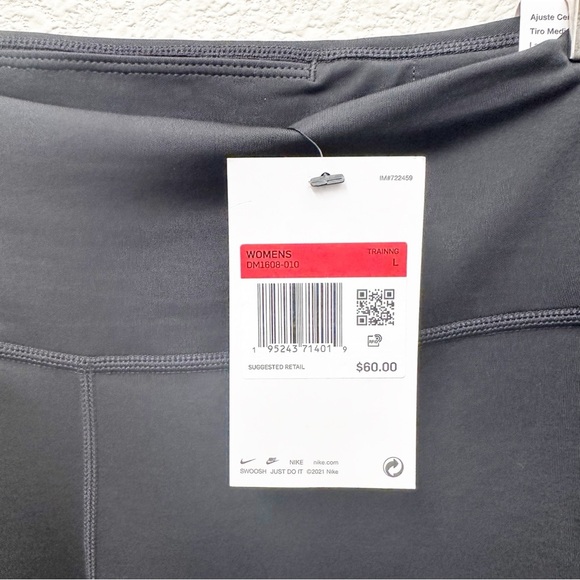 NEW NIKE Leggings Tight Fit Mid Rise Full Length Black Gold Large - Picture 3 of 7